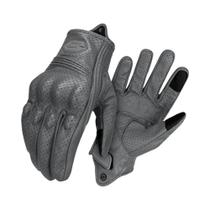 Luvas De Motocicleta Vintage Unissex Em Couro Perfurado Com Forro De Malha Estilo Clássico Retro Com