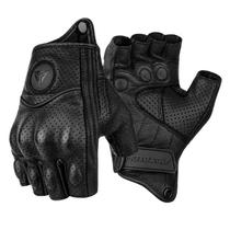 Luvas De Motocross De Couro De Cabra Sem Dedos Para Verão, Acessórios Moto Guantes