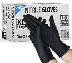 Luvas de nitrilo akgk 100 peças descartáveis pretas GG