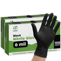 Luvas de nitrilo descartáveis, embalagem confortável, 6 ml, pretas (M) x 200