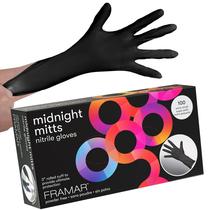 Luvas de nitrilo descartáveis FRAMAR Midnight Mitts XS, pacote com 100