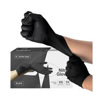 Luvas De Nitrilo Descartáveis Pretas 4Mil Texturizadas Não Estéreis Para Indústria, Mecânica
