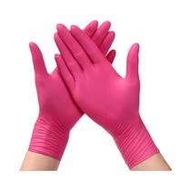 Luvas De Nitrilo Rosa 100PCS Descartáveis Sem Pó Para Limpeza De Cozinha Salão De Beleza Tintura De