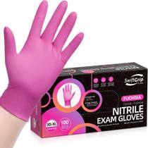Luvas de nitrilo SwiftGrip sem pó X-Small 100 ct 3 mil rosa