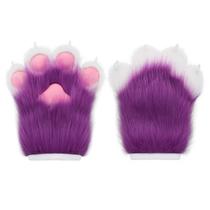 Luvas de pata HAOAN Furry Faux Fur Fox Cat para fantasia de Halloween