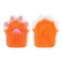 Luvas de pelúcia de pele sintética Cat Claw, acessório de cosplay de Halloween