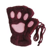 Luvas de Pelúcia Macia com Garras de Gato - Estilo Fofo de Meia Luva