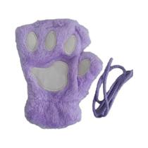 Luvas de Pelúcia Macia com Garras de Gato - Estilo Fofo de Meia Luva