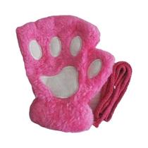 Luvas de Pelúcia Macia com Garras de Gato - Estilo Fofo de Meia Luva