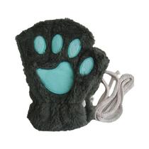 Luvas de Pelúcia Macia com Garras de Gato - Estilo Fofo de Meia Luva