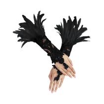 Luvas De Plumas De Galo Tingidas Naturalmente Para Fantasia De Festa, Estilo Gótico Punk