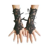 Luvas De Renda Brancas E Pretas Femininas Sem Dedos Para Casamento, Acessório De Alta Qualidade Para