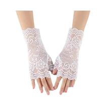 Luvas De Renda Curtas Para Mulheres Com Proteção Solar, Dedos Abertos, Decoração Para Cerimônia De