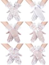 Luvas de renda Geyoga, 6 pares femininas, festa de chá de casamento, brancas Luvas de renda Geyoga, 6 pares femininas, festa de chá de casamento, brancas