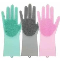 Luvas De Silicone Limpeza Esponja Macia Luva De Lavar Louça