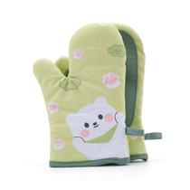 Luvas de silicone resistentes ao calor com design de urso verdes