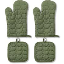 Luvas de silicone resistentes ao calor de 30 cm, verdes, conjunto de 4 peças