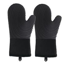 Luvas de silicone resistentes ao calor, pacote com 2 unidades, pretas