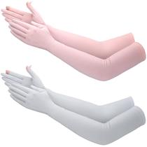 Luvas de sol Jecery UV Protection para mulheres (2 pares) rosa/cinza
