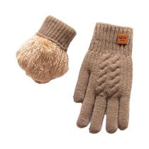 Luvas de tela sensível ao toque de inverno com cabo preto quente feminino masculino forrado de lã