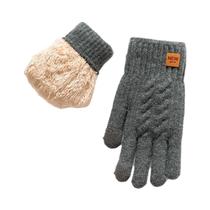 Luvas de tela sensível ao toque de inverno com cabo preto quente feminino masculino forrado de lã