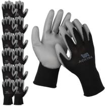 Luvas de trabalho ACKTRA Ultrafinas PU Safety WG002 preta/cinza Luvas de trabalho ACKTRA Ultrafinas PU Safety WG002 preta/cinza