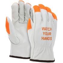 Luvas de trabalho ATERET Cowhide Leather Hi Vis Large (12 pares)