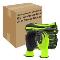 Luvas de trabalho de segurança revestidas de látex Evridwear, grandes, 120 pares Luvas de trabalho de segurança revestidas de látex Evridwear, grandes, 120 pares