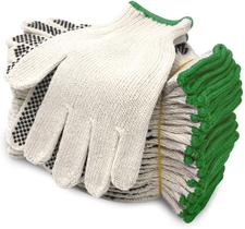 Luvas de trabalho Evridwear: algodão e poliéster para homens e mulheres, 12 pares