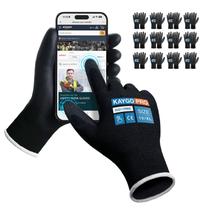 Luvas de trabalho KAYGO KG11PB revestidas com PU para homens e mulheres 12 pares Luvas de trabalho KAYGO KG11PB revestidas com PU para homens e mulheres 12 pares