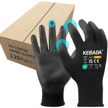 Luvas de trabalho Kebada W1 com revestimento em PU e compatíveis com touchscreen, tamanho pequeno, 120 pares