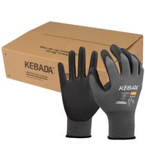 Luvas de trabalho Kebada W1, tela sensível ao toque, revestidas com PU, 50 pares, cinza, XS Luvas de trabalho Kebada W1, tela sensível ao toque, revestidas com PU, 50 pares, cinza, XS