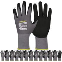 Luvas de trabalho LOCCEF, microespuma, revestidas com nitrilo, 12 pares, cinza