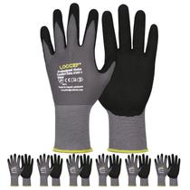Luvas de trabalho LOCCEF, microespuma, revestidas com nitrilo, 6 pares, cinza