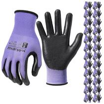Luvas de trabalho MANUSAGE XL roxas com grip de nitrilo, 24 pares