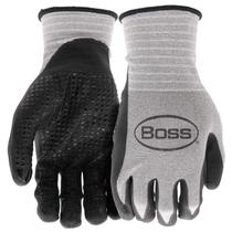 Luvas de trabalho masculinas Boss revestidas com nitrilo, palma grande, cinza/preta