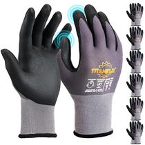 Luvas de trabalho TitanFlex, tela sensível ao toque revestida com nitrilo de microespuma, 6 pares