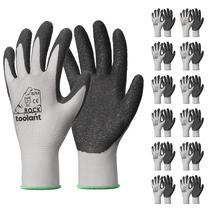 Luvas de trabalho Toolant Crinkle Latex, revestidas com borracha, 12 pares