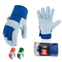 Luvas de trabalho Vgo... Palma de couro para homens tamanho L (3 pares) Luvas de trabalho Vgo... Palma de couro para homens tamanho L (3 pares)