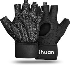 Luvas de treino Luvas de levantamento de peso respiráveis ihuan pretas Luvas de treino Luvas de levantamento de peso respiráveis ihuan pretas