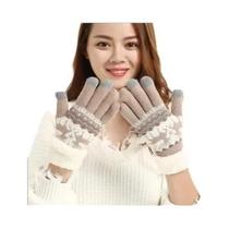 Luvas De Tricô Jacquard Com Toque Para Tela, Punho De Pelúcia, Grossas, Quentes, Macias E À Prova De