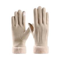 Luvas De Veludo Quente Com Toque De Suede Para Outono E Inverno, Luvas De Esqui Com Punho De Pelúcia