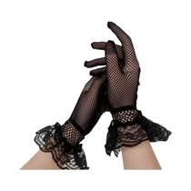 Luvas De Verão Femininas Pretas E Brancas À Prova De UV, Finas, Em Rede, Com Renda E Dedos Completos