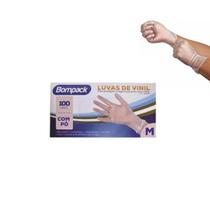 Luvas de vinil com pó tamanho m com 100 unidades bompack