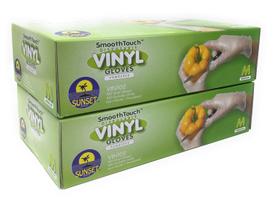 Luvas de vinil descartáveis Sunset Brands 200 tamanho médio Luvas de vinil descartáveis Sunset Brands 200 tamanho médio