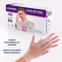 Luvas De Vinil Descartável Inoven Sem Pó 100 Unidades Luvas De Vinil Descartável Inoven Sem Pó 100 Unidades