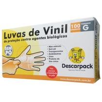 Luvas de vinil tamanho grande sem po (descarpack) - 100 unidades - Descarpack d.b.ltda Luvas de vinil tamanho grande sem po (descarpack) - 100 unidades - Descarpack d.b.ltda