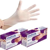 Luvas de Vinil Volk Sem pó com 100 Luvas de Vinil Volk Sem pó com 100