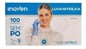 Luvas descartáveis antiderrapantes Inoven cor azul tamanho G de nitrilo x 100 unidades