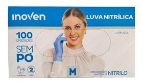 Luvas Descartáveis Antiderrapantes Inoven Cor Azul Tamanho M De Nitrilo X 100 Unidades